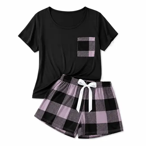FEITAI Women's 2-Piece Striped Satin Pajama Lounge Set - Comfy and Cozy Button-Front Short-Sleeve Top, Above-the-Knee Shorts for Women, Soft Sleepwear