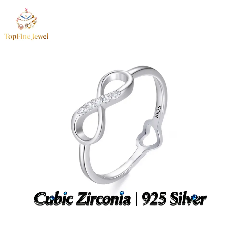 925 Sterling Silver Cubic Zirconia Infinity Symbol And Heart Ring is Perfect for Women's Everyday Wear, Anniversaries And Romantic Gestures of Love