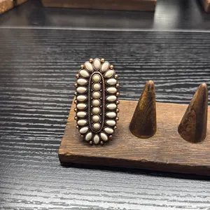 Western White Stone Adjustable Ring