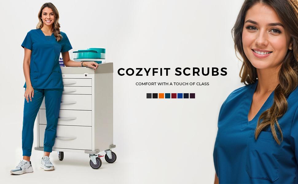 COZYSCRUBS Scrub Nova Pants for Women - Cargo Pants Scrubs with 7 Pockets,Soft Stretch