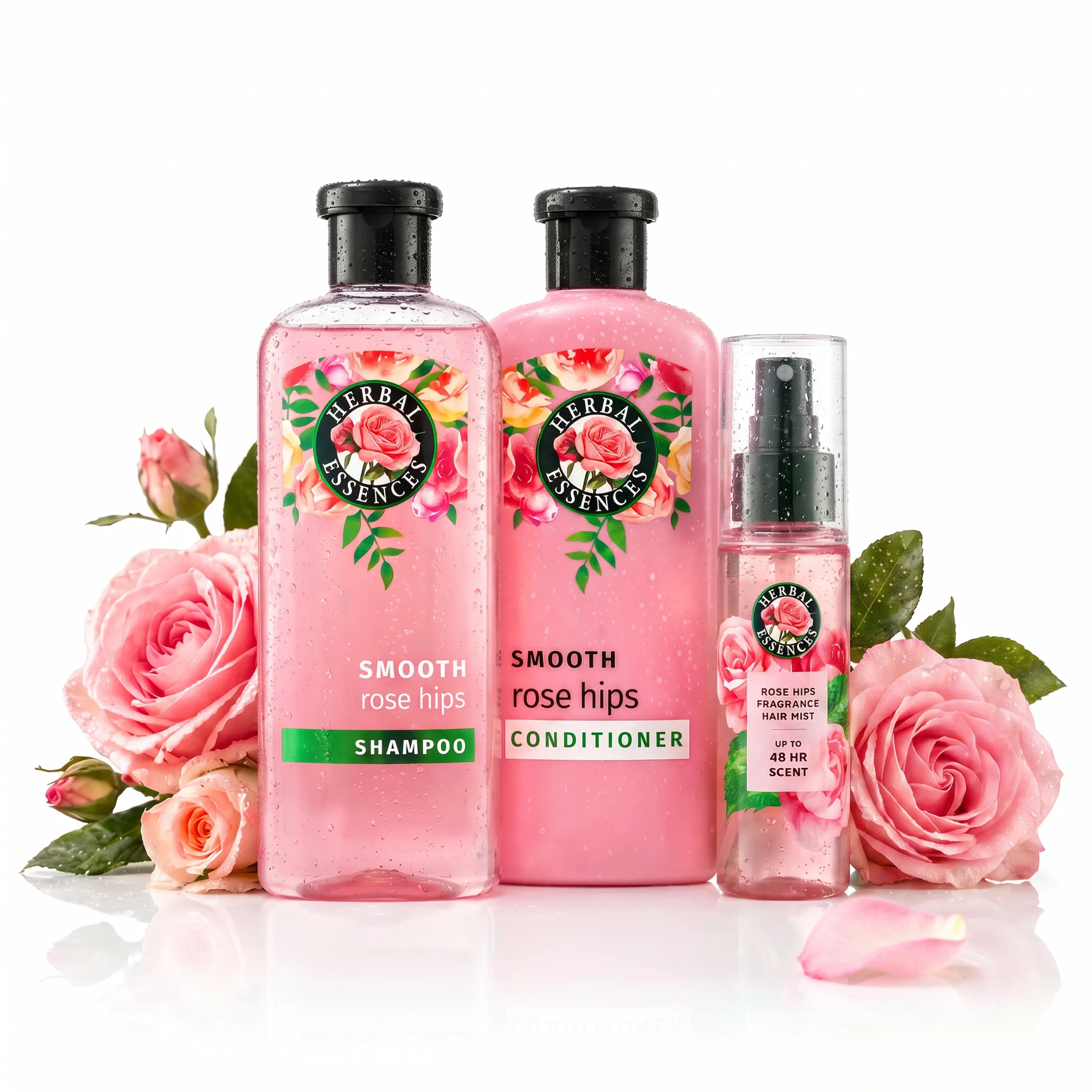 Herbal Essences Smooth Rose Hips Shampoo, Conditioner, Fragrance Mist Set, 30.2 fl oz