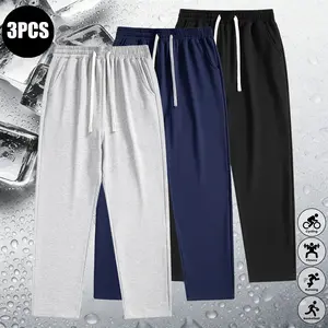 Men’s solid-color lightweight breathable athletic pants, 3-pack — versatile for year-round wear, an ideal choice for all seasons