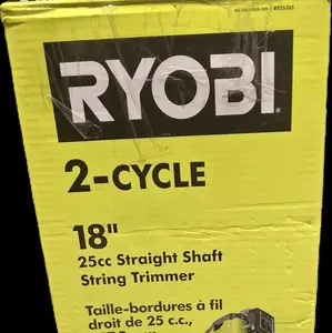 RYOBI 2-Cycle 18" 25cc Straight Shaft String Trimmer - Ideal for Lawn Care and Garden Maintenance ATTACHMENT CAPABLE