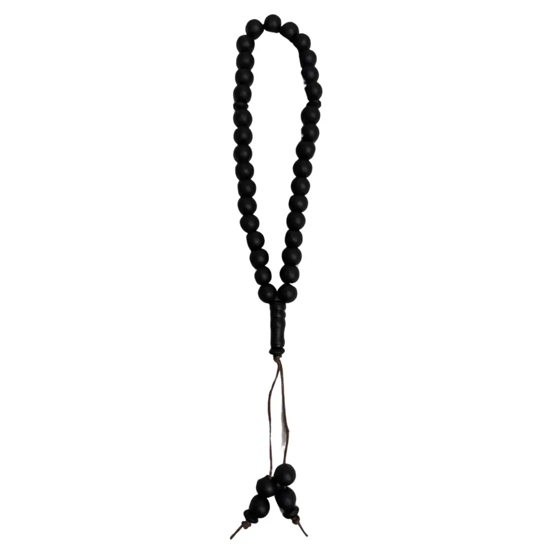 Palestinian Elegance Handmade Wood Tasbeeh – Black Beads