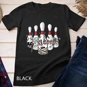 Funny Bowling Pins With Crutches And Bandages Bowling Unisex T-shirt