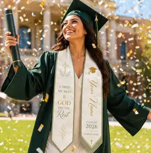 Custom Graduation Stole 2026 | Personalized Name Sash, Faith Quote Grad Sash, Senior Graduation Outfit, College Ceremony Gift