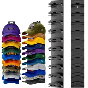 2 Hat Organizer Wall-mounted multi-level Baseball Cap Rack，Adhesive Mount Holds 18 Hats for Closet Door Bedroom Easy Access Display Installation # Mother‘s day