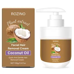ROZINO Gentle Coconut Oil Hair Removal Cream 100g Soothing Formula for Smoother Look Natural Coconut Oil Body Care Wax Bikini Shaver Cosmetic