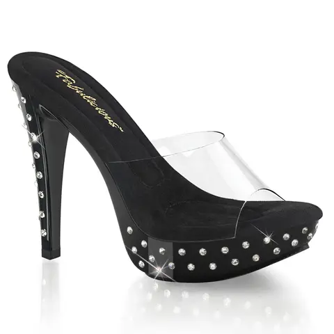 Women's Rhinestone Slip-On Open-Toe Fashionable Platform Sandals - 5 Inches Heel, Summer Casual-Party Footwear, Comfortable Women's Heels