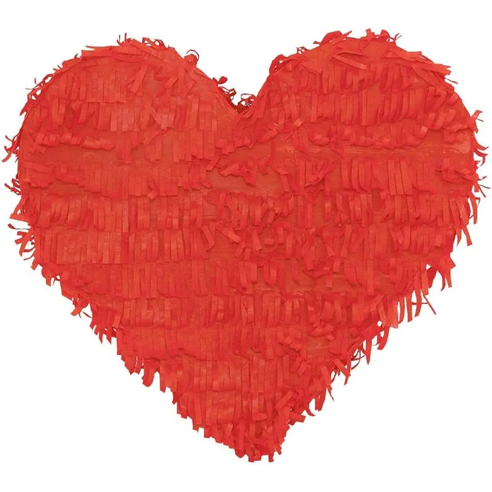 Valentine Heart Shaped Pinata Solid Red Bright Color for Anniversaries Centerpieces Decoration and Photo Prop (Solid Red)
