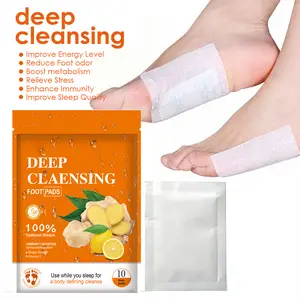 Deep Cleansing Ginger Foot Pads 10-Count Natural Ginger Vitamin C Sleep Friendly Detox Patches Boost Energy Relieve Stress
