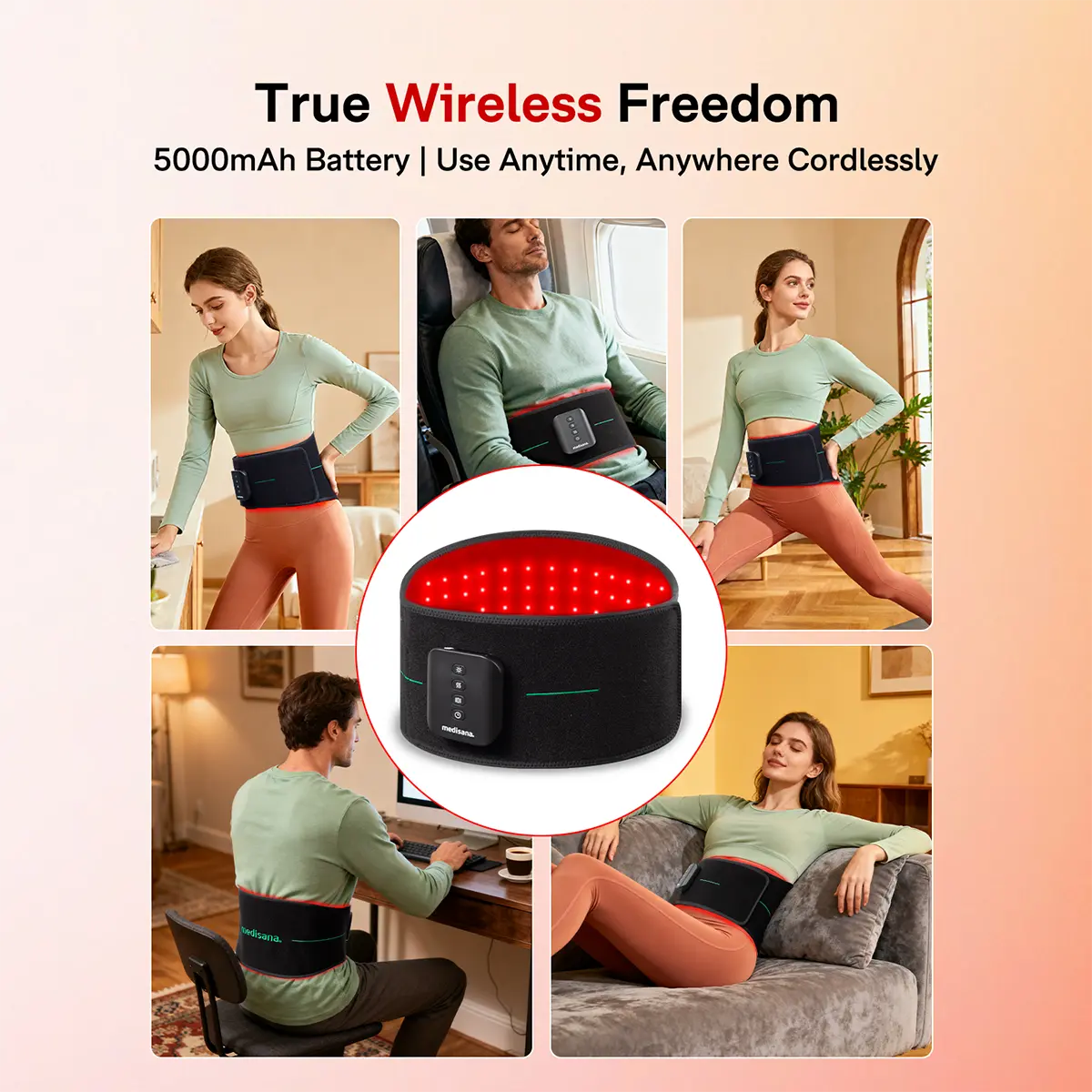 Medisana 3-in-1 Red Light Massager Belt 2 Year Warranty Heating Pad for  Lower Back