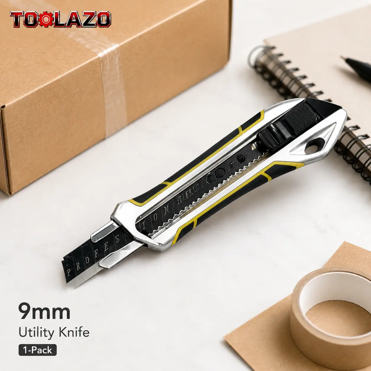 Cutter Retractable, Utility  9MM Wide Snap-Off Blades, Exacto  for Cutting Box, Wrapping, Cardboard, Extended Razor , Box Opener Perfect for Office, Home, School Outdoor Folding Camping Tribal EDC Knife Set black small cool ultra sharp compact