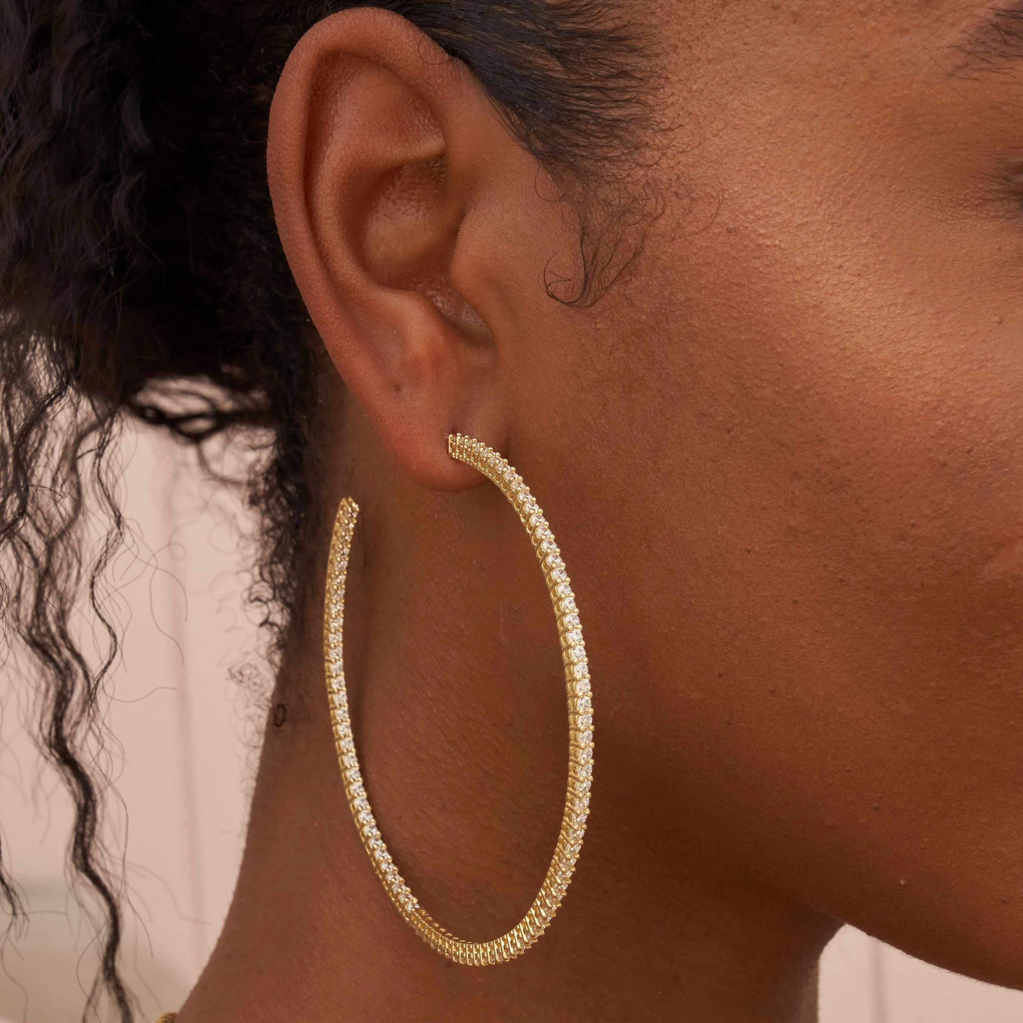 GLD Large Eternity Hoop Earrings in Yellow Gold - Perfect Gift #tiktokshopsummersale