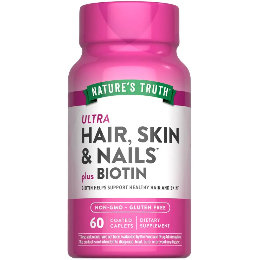 Nature's Truth Hair Skin and Nails Vitamins with Biotin, Collagen - 60 Caplets - Non-GMO & Gluten Free Supplement Nature's Truth Hair Skin and Nails Vitamins with Biotin, Collagen - 60 Caplets - Non-GMO & Gluten Free Supplement