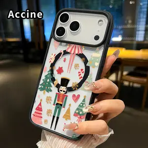 Magnetic Phone case for iPhone 17 16  Pro Max Plus 15 14 13 12 11 Air E Nutcracker Christmas Dream Pattern Non-Yellowing Shockproof Soft Silicone Transparent Acrylic Cover Supports Wireless Charging