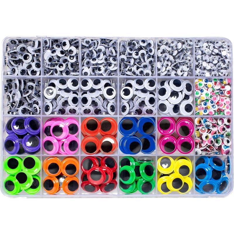 1700 count Googly Wiggle Eyes Self Adhesive, for Craft Sticker Eyes Multi Colors and Sizes for DIY by