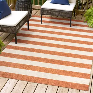 JONATHAN Y Negril Two-Tone Wide Stripe Indoor/Outdoor Area Rug; for Living Room, Kitchen, Bedroom, Dining Room, Patio, Porch, Backyard