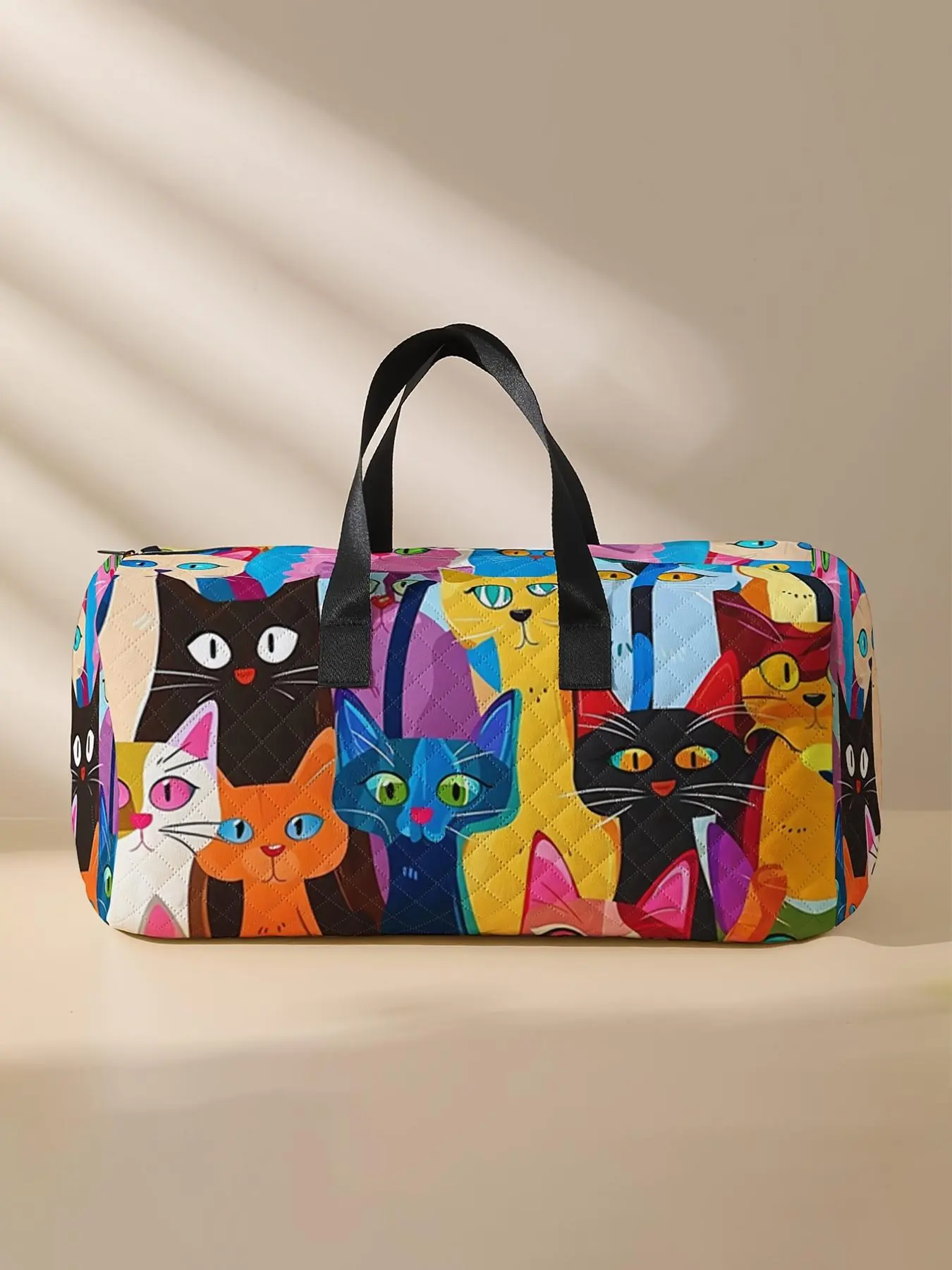 Cat Pattern Travel Bag, Large Capacity and Portable Overnight Stylish Duffel Bag, Yoga Training Bag, Portable Crossbody Bag with Shoe Storage, Travel Duffel Bags, Fashionable Duffel Bag