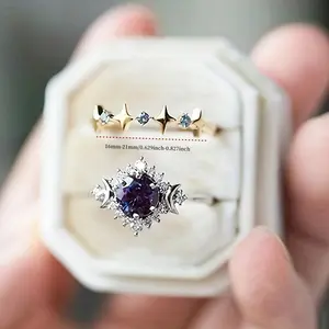 Romantic Star Moon Couple Rings Wedding Birthday Holiday Jewelry Gift