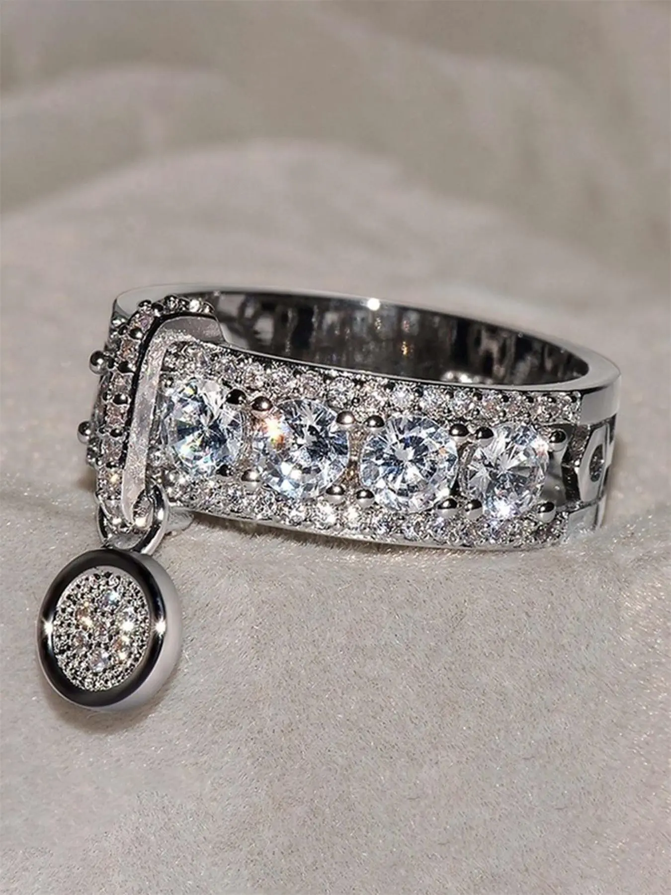 Elegant Artificial Zirconia Decorated Ring, Beautiful Rings, Fashion Accessories for Women, Trendy All-match & Exquisite Jewelry for Birthday Gift, Cubic Zirconia Rings