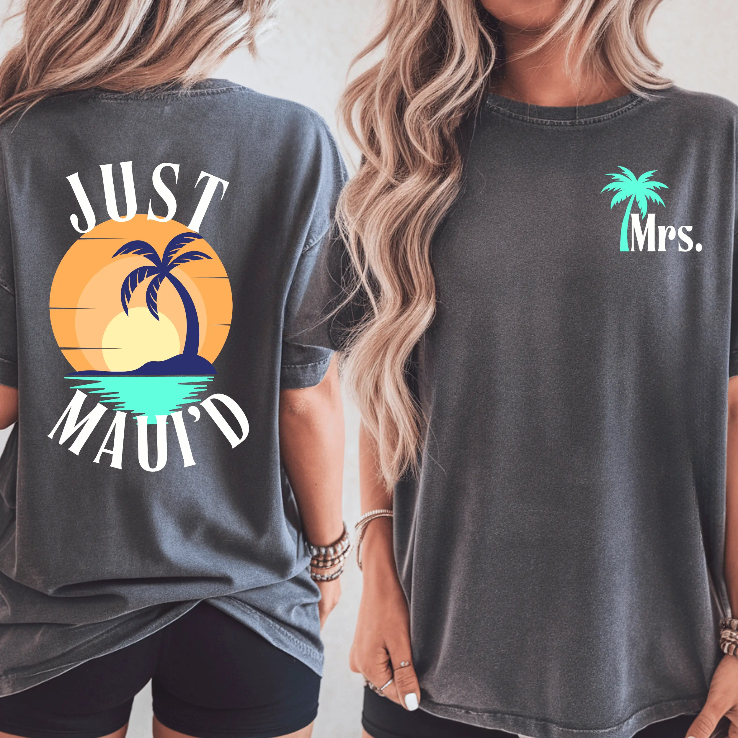 Comfort Colors® Just Married Shirt for Wife, Maui Hawaii Honeymoon Tshirt, Maui Destination Wedding tee, Matching Mr. and Mrs. t-shirts Cotton Graphic