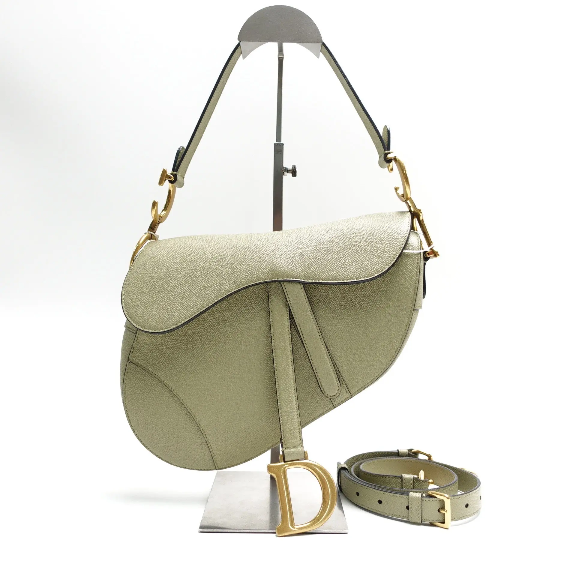 Pre-owned Dior smooth leather Medium Saddle Bag Medium Olive Leather Saddle Bag T10431004