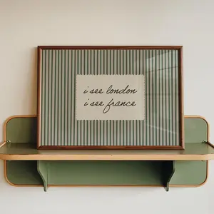 Vintage I See London I See France  Poster, Green Striped Bathroom Decor, Hand Written Poster, Trendy Wall Art