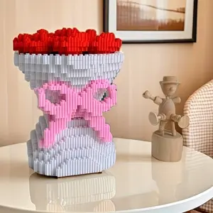 1800+pcs Rose Flower Microbead Building Block Model, Office Home Decor Assembly Set, Perfect for Valentine's Day Christmas Halloween Thanksgiving New Year Birthday Gifts