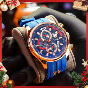 FEICE racing dashboard design functional watch, a multifunctional wristwatch in Klein Blue, which is in line with fashion trends Tachymeter Designer