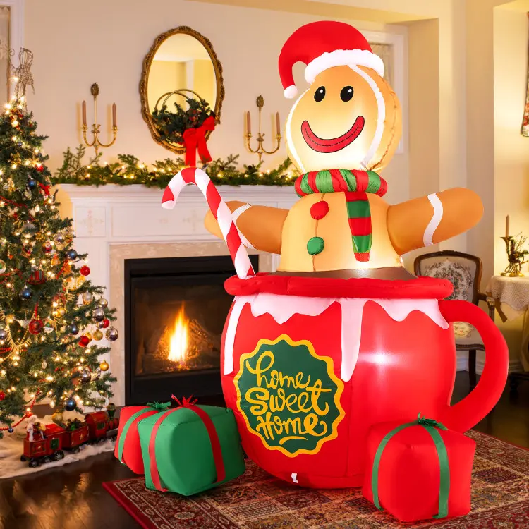 7FT Gingerbread Man in Hot Cocoa Mug