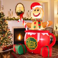 7FT Gingerbread Man in Hot Cocoa Mug