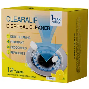 CLEARALIF Household Garbage Disposal Cleaners, 12 Tablets, Fresh Lemon Scent, Compatible With All Disposals
