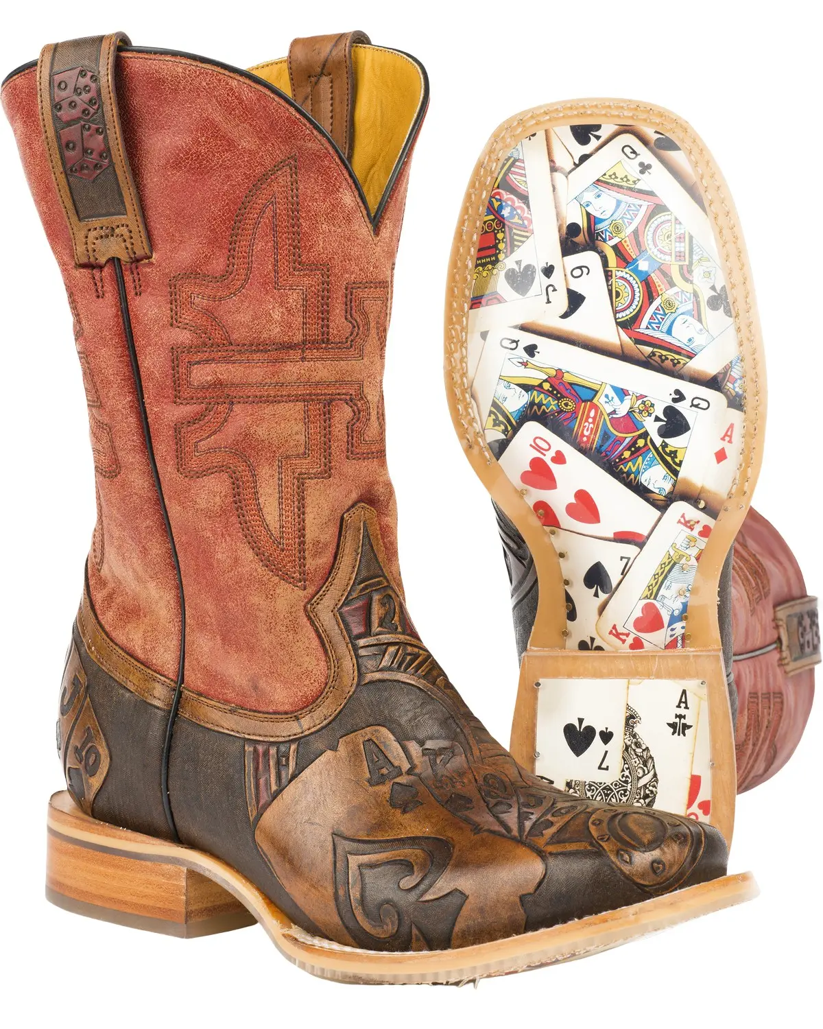 Tin Haul Men's Men'S The Gambler Card Shuffle Sole Western Boot Broad - 14-020-0007-0333 Br