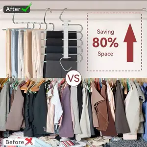 1pc/2pcs/3pcs Multi-Layer Foldable Hanging Pants Storage Rack, Fashionable And Simple Green Stainless Steel Multi-Functional, Foldable With Anti-Slip Tube And Clothes Hanger Slot, Can Be Used For Storing Clothes Of Various Sizes, Ties, Women's Bras, Towel