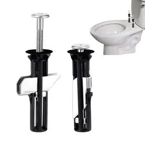 Universal Toilet Seat Bolt Kit Screws Quick Release Easy to Install Toilet Seat Replacement Parts, 2PCS Stainless Steel Toilet Seat Screws with Long Downlock Nuts, Anti-Slip Gaskets, Toilet Cover Maintenance Fixing Accessories