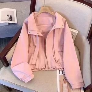 2025 New Spring Autumn Coat Women Cropped Hooded Jacket Casual Thin Loose Clothes Windbreakers Female Tops Outerwear Overcoat Green Womenswear