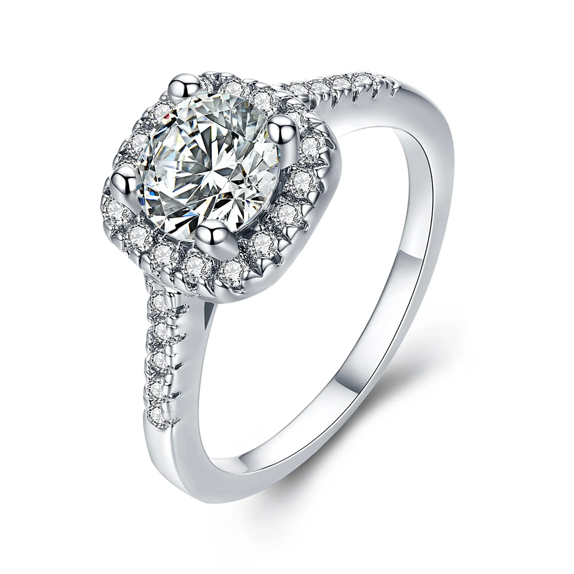 14K Gold Plated Square Halo Engagement Rings |   Premium Cubic Zirconia Promise Eternity Ring for Women |   Wedding Bands