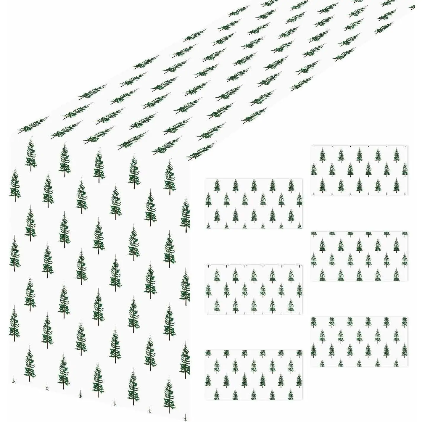 6 count Christmas Tree Table Runner Plastic 14 x 108 Inch Disposable Xmas Tree Runners for Tables Birthday Winter Christmas Holiday Party Plastic  Table Runner