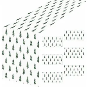 6 count Christmas Tree Table Runner Plastic 14 x 108 Inch Disposable Xmas Tree Runners for Tables Birthday Winter Christmas Holiday Party Plastic  Table Runner