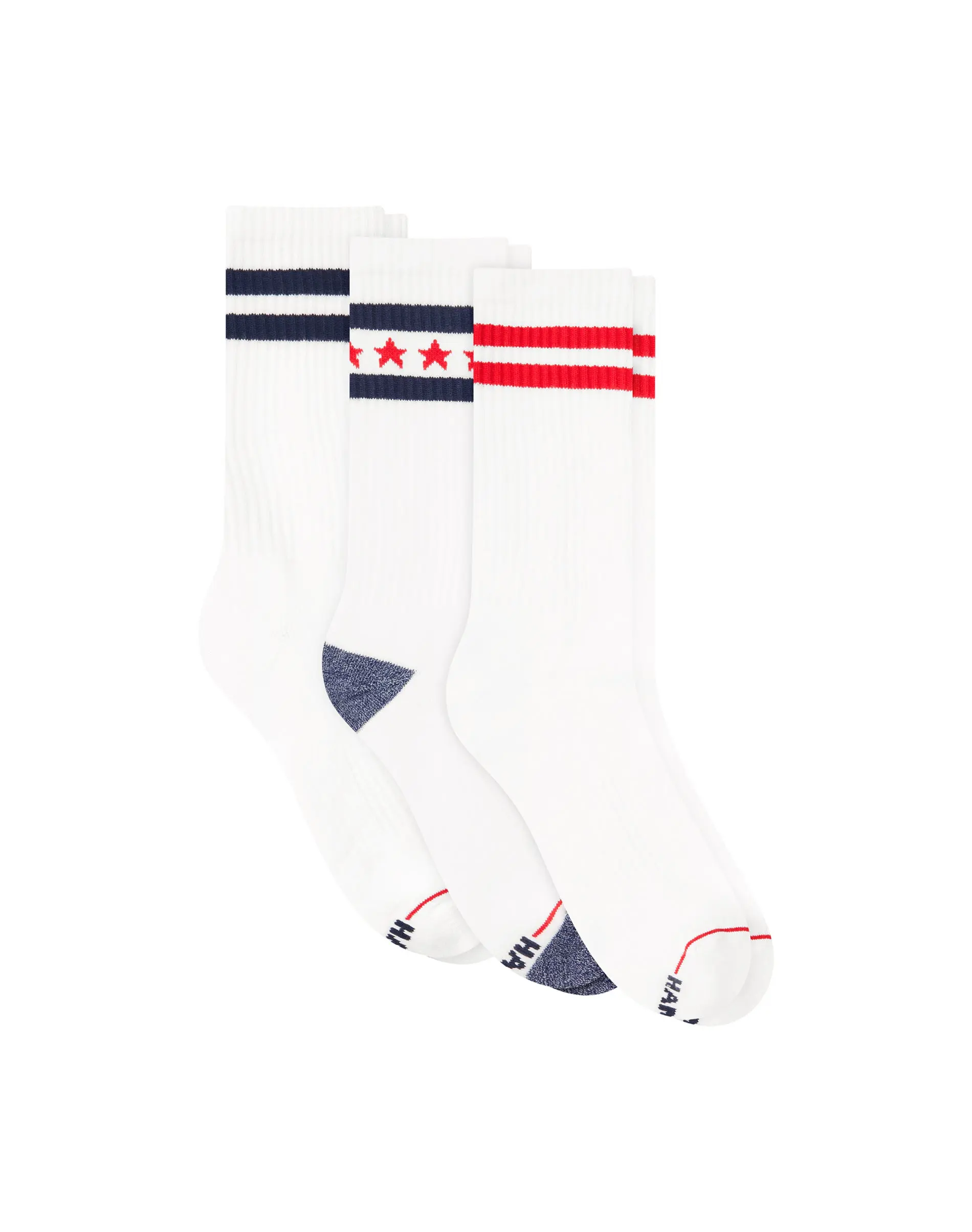 Hanes Americana Men's Crew Socks Pack, 3-Pairs, Moisture-Wicking, Arch Support, Cushioned