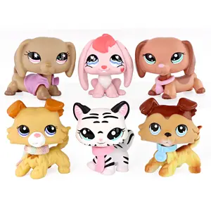 6PCS Mini Pet Figurines Set - Collectible Cat, Dog & Bunny Toys with Cute Accessories, Ideal for Kids Pretend Play, Party Favors, Cake Toppers & Gifts