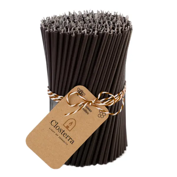 Black Beeswax Taper Candles, Ultra Thin 6.3"x0.2" Spiritual Tapers Pack of 50