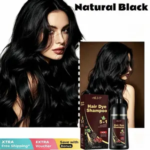 ALVP 2026 Herbal Hair Dye Shampoo for Gray Coverage, 5-in-1 Gentle Plant-Based Formula with Ginseng for Men and Women, Long-Lasting Shades in Black, Wine Red, Chestnut Brown - 400ml