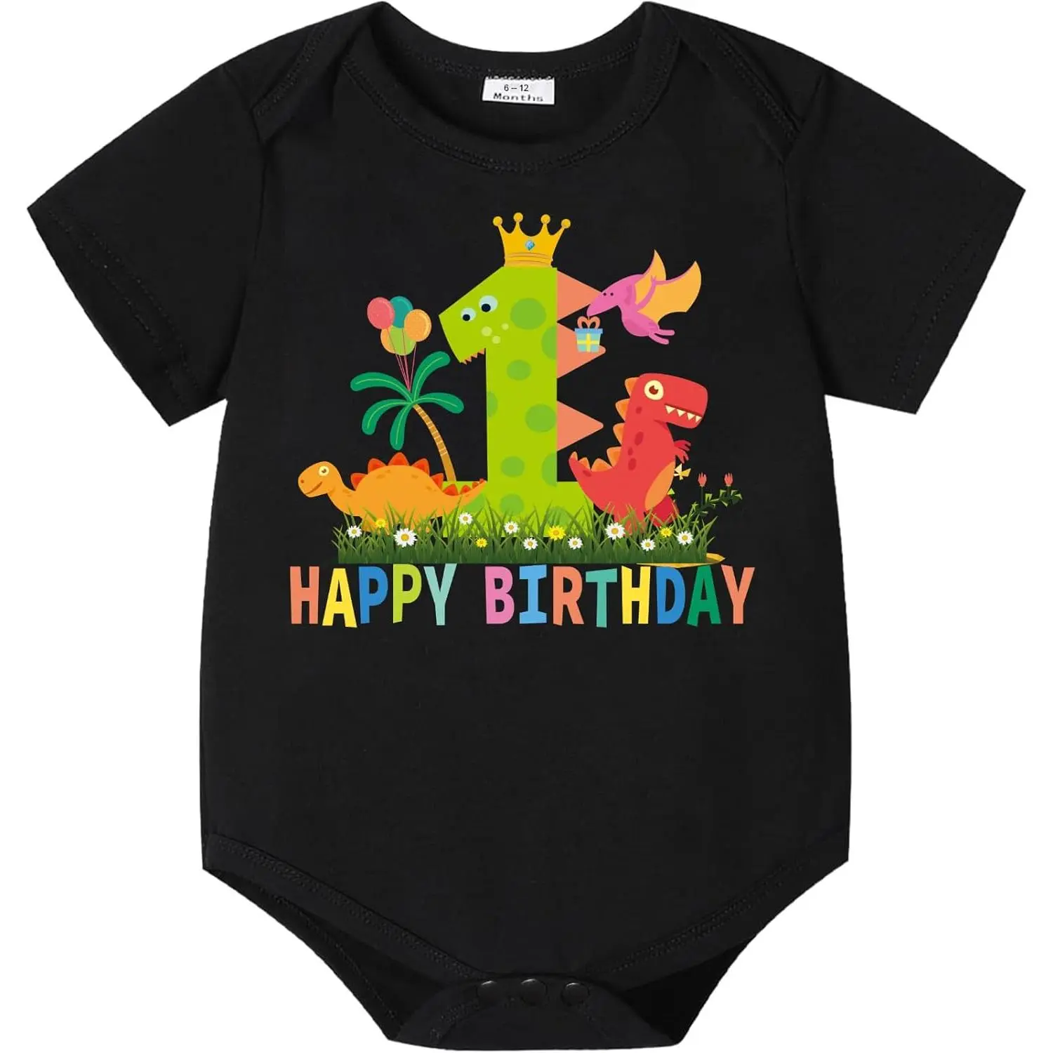 Baby 1st Birthday Bodysuit Outfit with Bowtie Infant Half Happy Birthday Party Clothes Tops Shirts for Boy