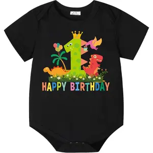 Baby 1st Birthday Bodysuit Outfit with Bowtie Infant Half Happy Birthday Party Clothes Tops Shirts for Boy