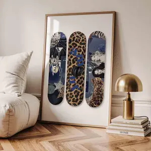 Trendy Blue Leopard Poster Skateboard Wall Art Blue Fashion Wall Art Trendy Fashion Stylish Aesthetic Girly Wall Art Fashion Magazine