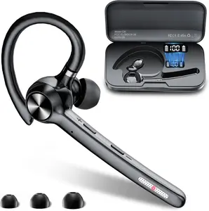 Business Over-Ear Bluetooth Headset with 400mAh Charging Case 150 Hours Talktime Noise Canceling Headphones for iOS Android Cell Phone Built-in Mic for Trucker Office traslate app Wireless Earbuds with Earhook