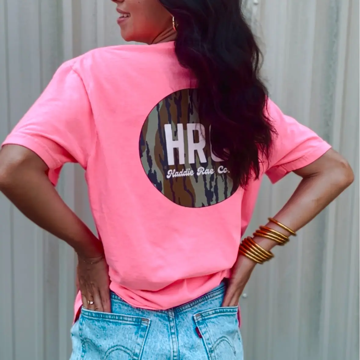 Bottomland camo X pink comfort colors logo graphic tee Bottomland camo X pink comfort colors logo graphic tee