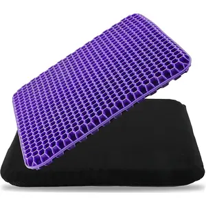 Ergonomic Gel Seat Cushion for Long Sitting, Tailbone & Coccyx Pain Relief, Back Support Comfort Pad for Office Chair Wheelchair, Light Purple